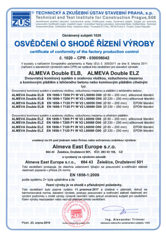 ALMEVA Double ELB, ELZ_Certifikát TAZUS